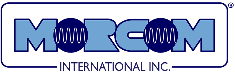 Light blue and dark blue Morcom Logo 