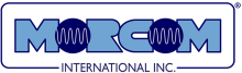 Light blue and dark blue Morcom Logo 